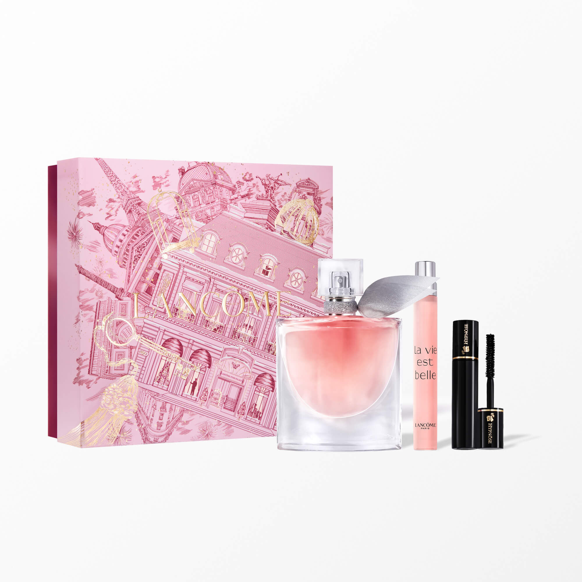 Cofre de regalo navideno La Vie Est Belle que contiene: LA VIE EST BELLE EDP 50ML - La Vie Est Belle EDP 10ML - Hypnose MASCARA MINI 2ML
