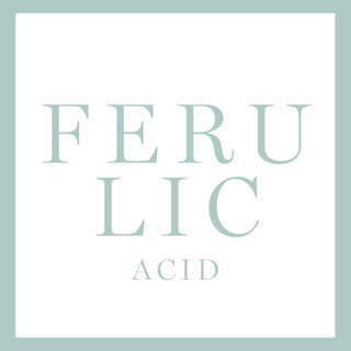 Texto alternativo: Diseno minimalista con las palabras "FERULIC ACID" en tipografia elegante sobre fondo blanco.