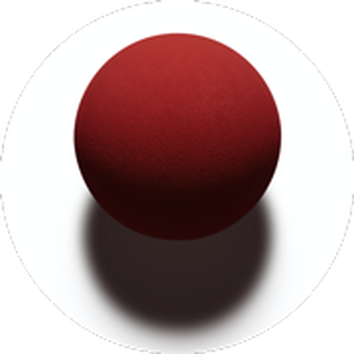 Esfera roja mate con sombra, sobre un fondo blanco, que destaca por su textura y forma sencilla.